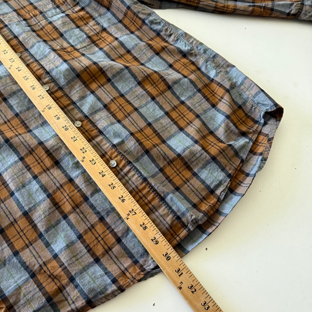 Filson Mens Plaid Button Down Shirt Brown Grey Cotton Long Sleeve Size SMALL - Picture 7 of 8